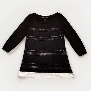 White House Black Market Layered Sweater Tunic crochet Top Women’s Sz S